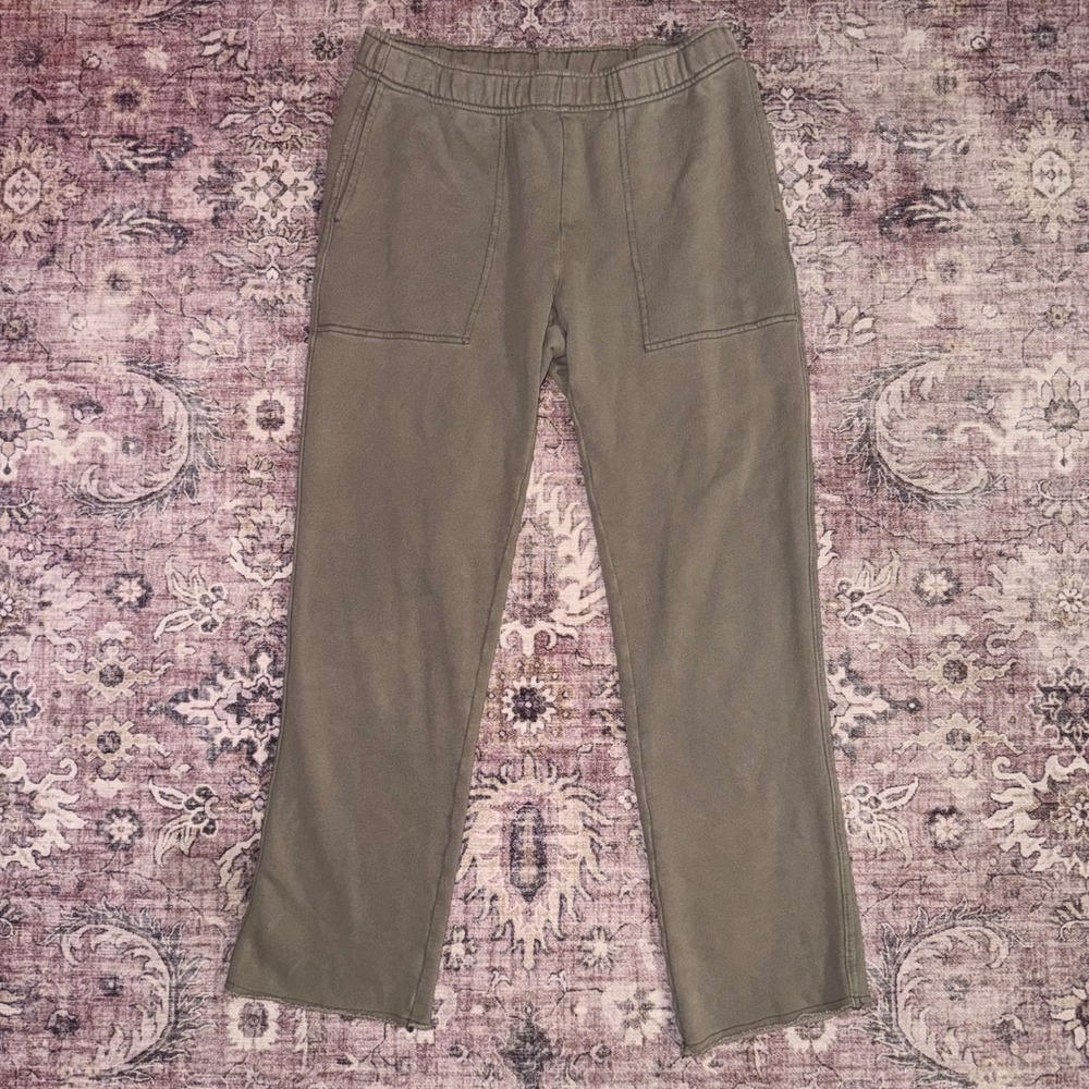 Aerie Washed Olive Green High Waisted Patch Pocket Sweatpants Small Regular